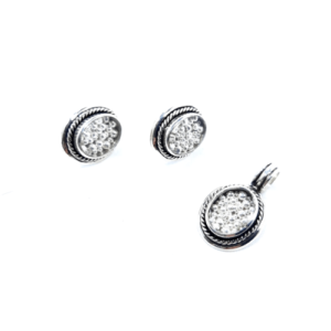 aretes y dije oval plata piña