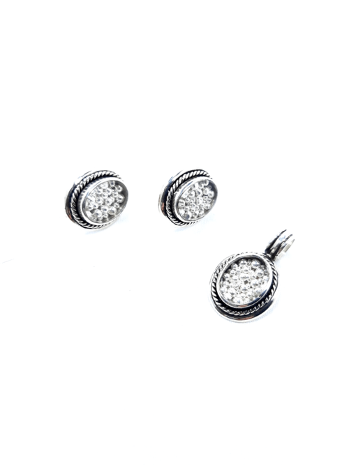 aretes y dije oval plata piña aretes y dije oval plata piña